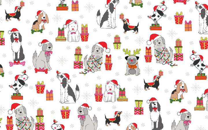 Makower Yappy Christmas Dog Scatter on Cream