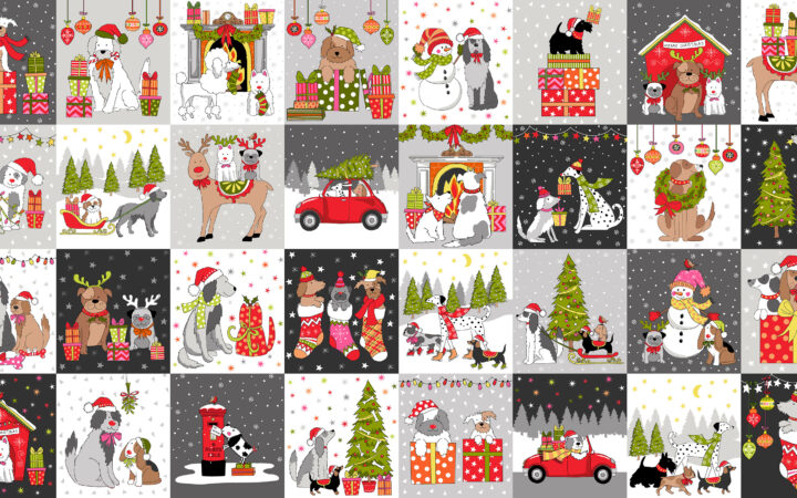 Makower Yappy Christmas Blocks Panel