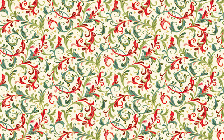 Makower Christmas Classics Cream Decorative Scroll