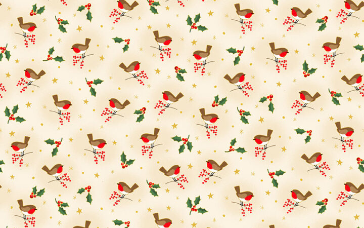Makower Christmas Classics Cream Robin
