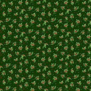 Makower Fabrics Christmas Classics Holly Spray on Green
