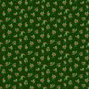 Makower Fabrics Christmas Classics Holly Spray on Green