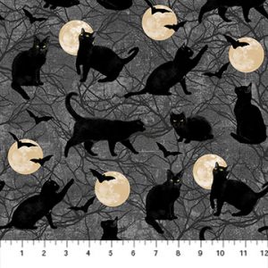 Northcott Black Cat Capers Golden Moon & Black Cats 24119-98