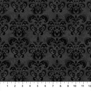 Northcott Black Cat Capers Black Damask 24124-99