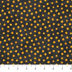 Northcott Black Cat Capers Orange Spot on Black 24125-99