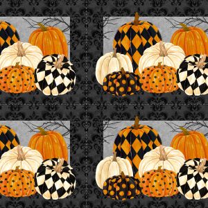 Northcott Black Cat Capers Pumpkin Placemats Panel 24127-99
