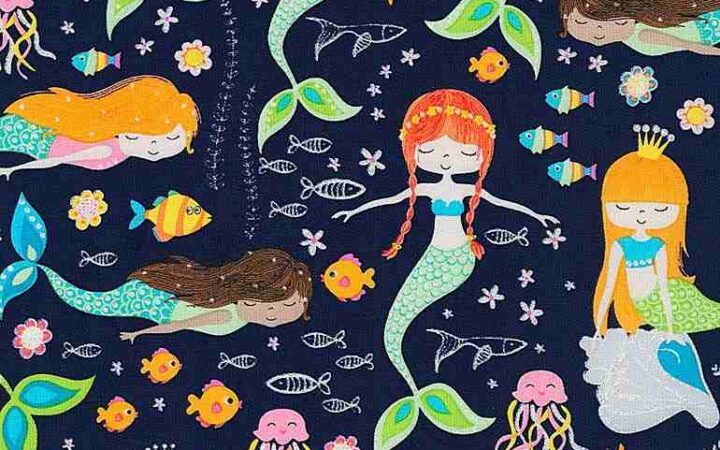 Timeless Treasures Glitter Mermaids