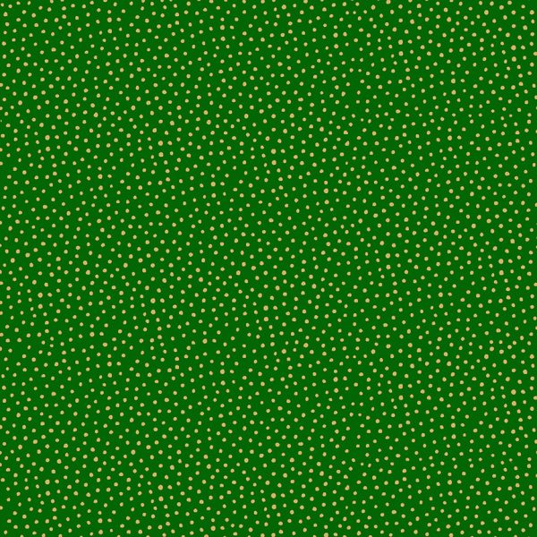 Makower Fabrics Gold Metallic Snowballs on Green 1932/G06