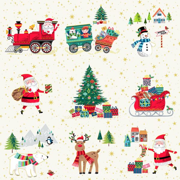 Makower Fabrics Santa Express Christmas Scenic 2378/1