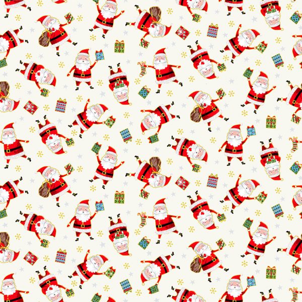 Makower Fabrics Santa Express Jolly Santa on Cream 2380/Q