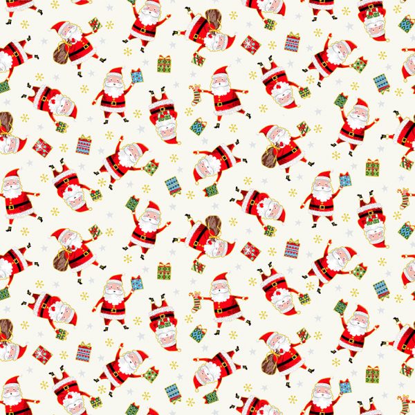 Makower Fabrics Santa Express Jolly Santa on Cream 2380/Q