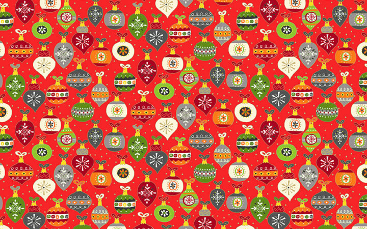 Makower Santa Express Baubles on Red