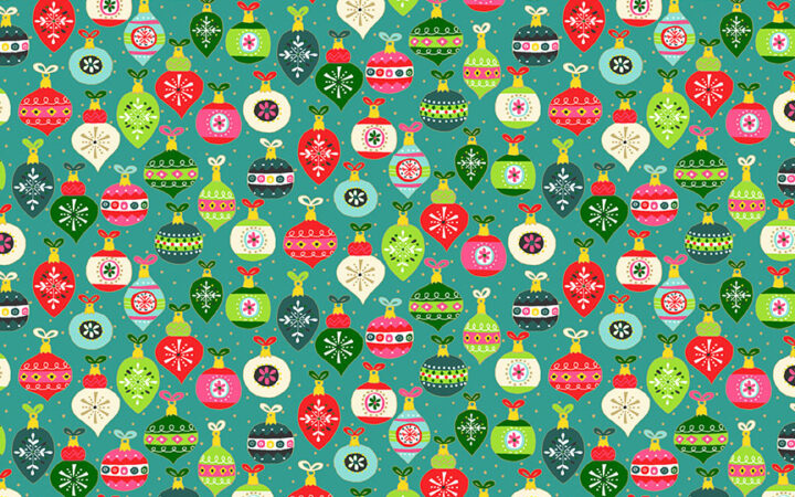 Makower Santa Express Baubles on Teal