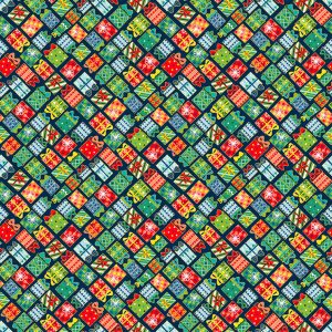 Makower Fabrics Mini Christmas Presents on Blue 2382/B