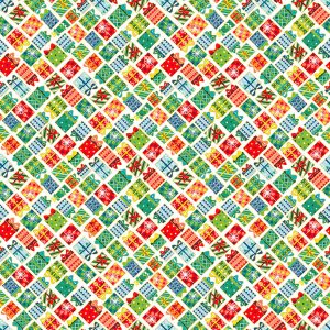 Makower Fabrics Mini Christmas Presents on Cream 2382/Q