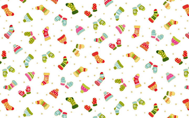 Makower Santa Express Mittens on Cream