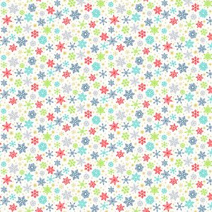 Makower Fabrics Santa Express Multi Colour Snowflakes 2385/1