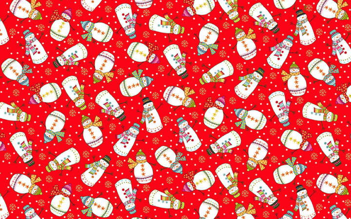 Makower Santa Express Snowmen on Red
