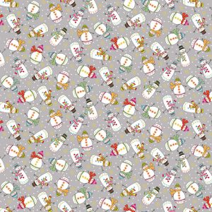 Makower Fabrics Santa Express Jolly Snowmen on Grey 2386/S