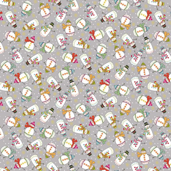 Makower Fabrics Santa Express Jolly Snowmen on Grey 2386/S