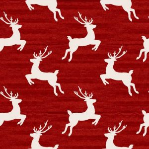 3 Wishes Home for the Holidays White Reindeer on Red