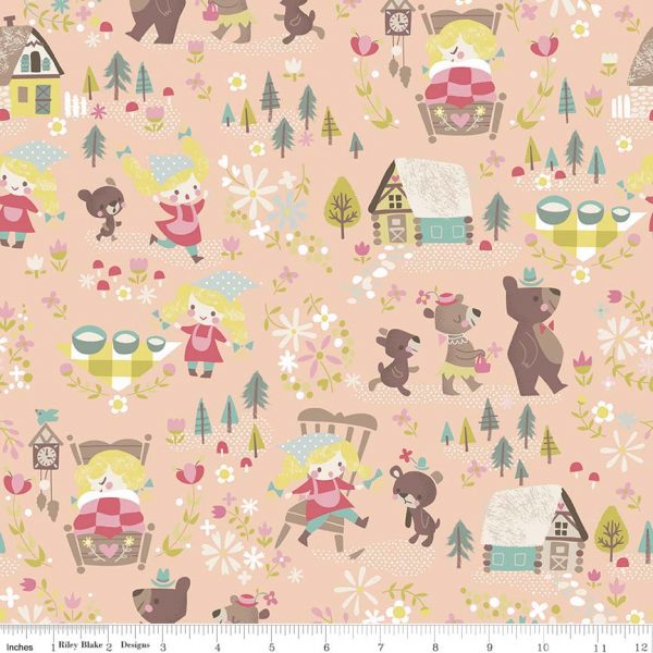 Riley Blake Fabrics Goldilocks & Three Bears on Coral 5710