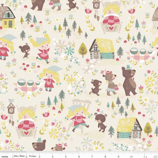 Riley Blake Fabrics Goldilocks & Three Bears on Cream 5710