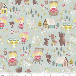 Riley Blake Fabrics Goldilocks & Three Bears on Teal 5710