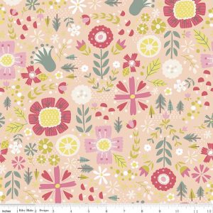 Riley Blake Fabrics Goldilocks Floral on Coral 5711