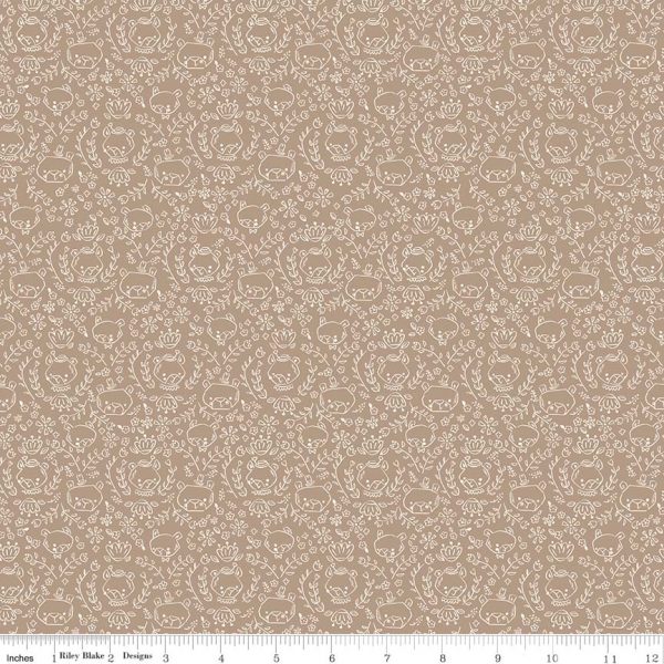 Riley Blake Fabrics Goldilocks Bear Heads on Brown 5713