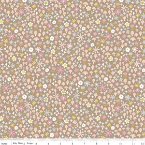 Riley Blake Fabrics Goldilocks Toadstools & Flowers on Brown 5714