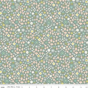 Riley Blake Fabrics Goldilocks Toadstools & Flowers on Teal 5714