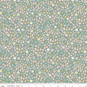 Riley Blake Fabrics Goldilocks Toadstools & Flowers on Teal 5714