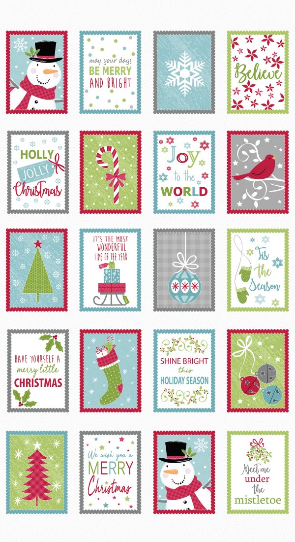 Benartex Fabrics Joy Christmas Blocks Panel 6901-990