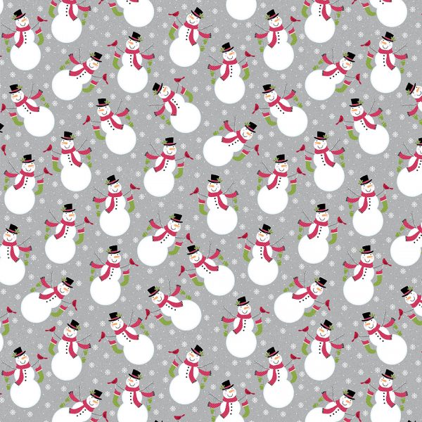 Benartex Fabrics Joy Jolly Snowmen on Grey 6904-11