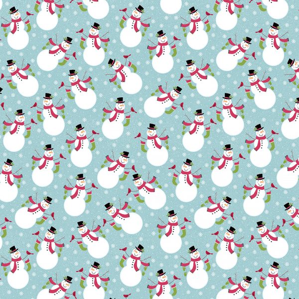 Benartex Fabrics Joy Jolly Snowmen on Aqua 6904-80