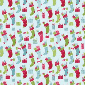 Benartex Fabrics Joy Christmas Stockings on Aqua 6906-04