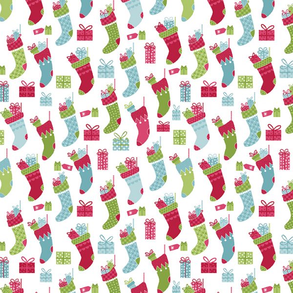 Benartex Fabrics Joy Christmas Stocking on White 6906-09