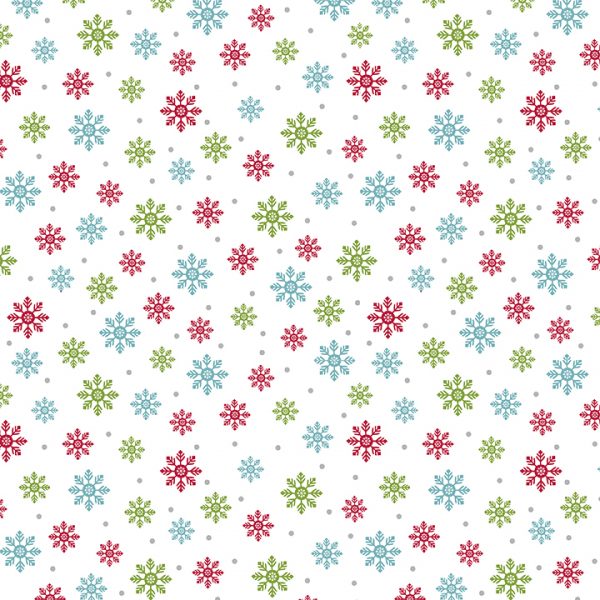 Benartex Fabrics Joy Blue Red & Green Snowflakes 6908-09