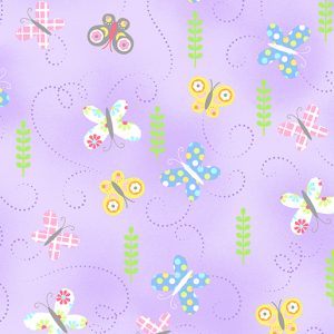 Benartex Hippity Hoppity Fabric Butterflies Lilac