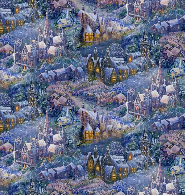 3 Wishes Fabric Polar Journey Village Print