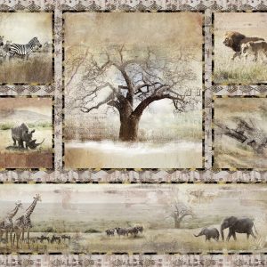 3 Wishes Fabric Global Luxe Safari Themed Quilt Panel