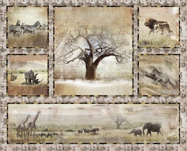 3 Wishes Fabric Global Luxe Safari Themed Quilt Panel