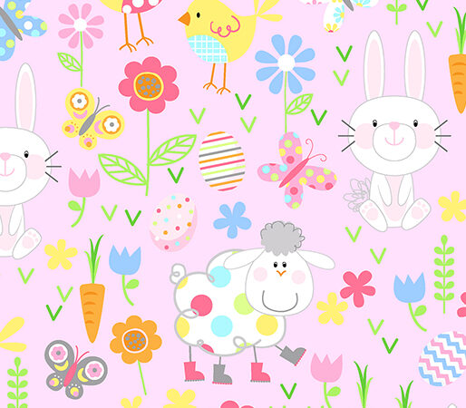 Benartex Hippity Hoppity Friends Pink