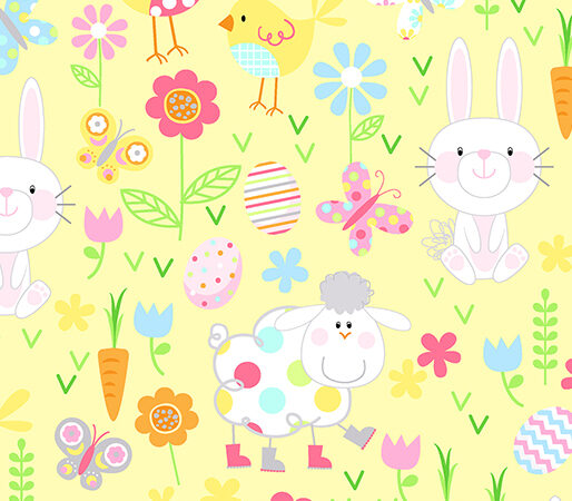 Benartex Hippity Hoppity Friends Yellow