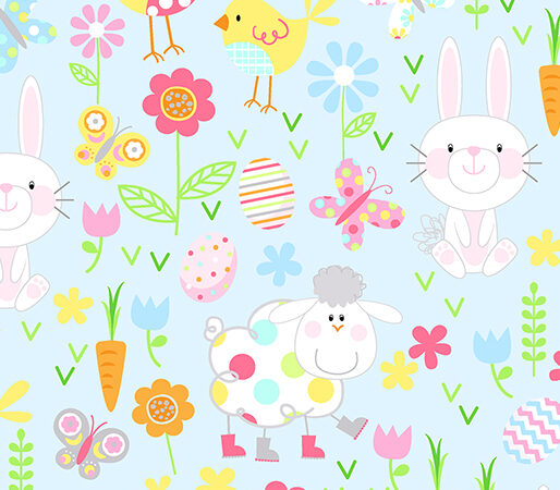 Benartex Hippity Hoppity Friends Blue