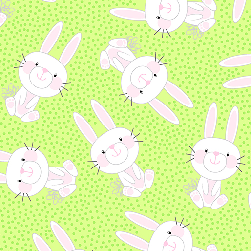 Benartex Hippity Hoppity Fabric Bunny Hop Green