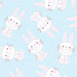 Benartex Hippity Hoppity Fabric Bunny Hop Blue