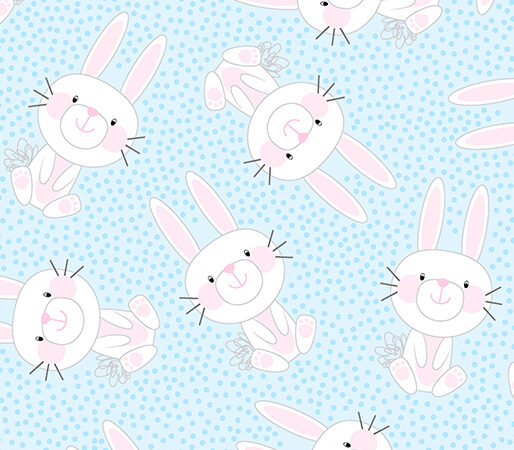 Benartex Hippity Hoppity Bunny Hop Blue