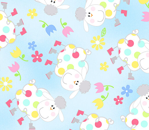 Benartex Hippity Hoppity Sheep Blue